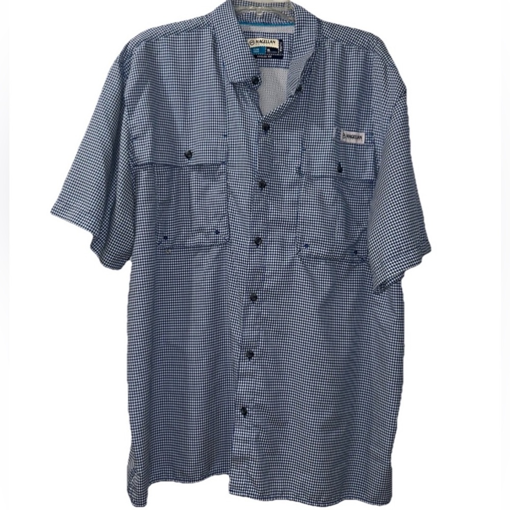 Magellan Fishing Shirt Mens XL Angler Relaxed Fit Vented Moisture Wicking Blue